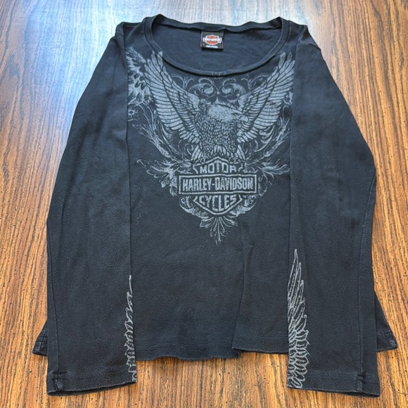 Vintage Harley-Davidson Women’s Black Long Sleeve Shirt Size Large - Picture 2 of 6